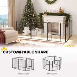 PawHut Dog Playpen, 6 Panels Puppy Pen Dog Playpen, 80cm High, Black