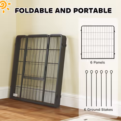 PawHut Dog Playpen, 6 Panels Puppy Pen Dog Playpen, 80cm High, Black - Additional view 5