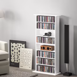 HOMCOM CD Storage Unit DVD Tower Blu-ray Storage Shelf for Living Room White