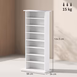 HOMCOM CD Storage Unit DVD Tower Blu-ray Storage Shelf for Living Room White