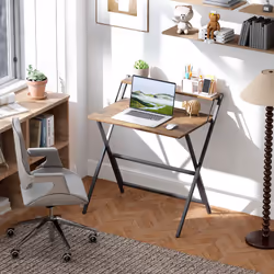 HOMCOM 81.5 cm Folding Computer Desk for Small Spaces Bedroom - Brown