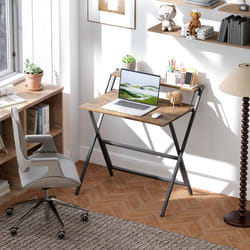 HOMCOM 81.5 cm Folding Computer Desk for Small Spaces Bedroom - Brown