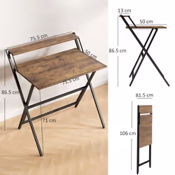 HOMCOM 81.5 cm Folding Computer Desk for Small Spaces Bedroom - Brown