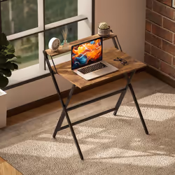 HOMCOM 81.5 cm Folding Computer Desk for Small Spaces Bedroom - Brown - Additional view 7