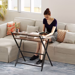HOMCOM 81.5 cm Folding Computer Desk for Small Spaces Bedroom - Brown - Additional view 8