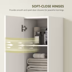 HOMCOM Wall Mounted Slim Bathroom Storage Cabinet with 6-Tier Shelf White - Additional view 4