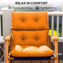 Outsunny Adirondack Chair Cushion Rocking Chair Cushion w/ Ties, Orange