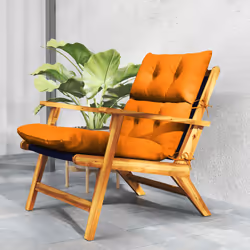 Outsunny Adirondack Chair Cushion Rocking Chair Cushion w/ Ties, Orange - Additional view 7
