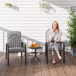 Outsunny 3-Piece Recliner Garden Chairs and Tempered Glass Table Set, Grey