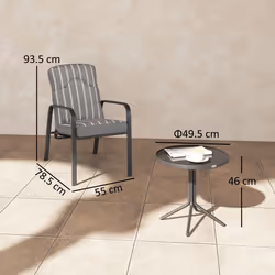 Outsunny 3-Piece Recliner Garden Chairs and Tempered Glass Table Set, Grey