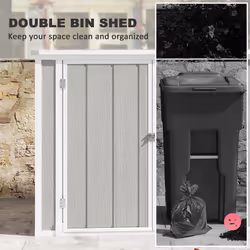 Outsunny 4.7 x 2.5FT Lockable Garden Shed, 2-Bin Storage Shed, Light Grey
