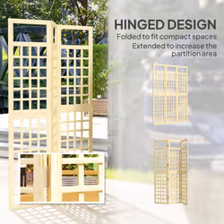 Outsunny 3-Panel Wooden Garden Privacy Screen, Natural Wood Finish