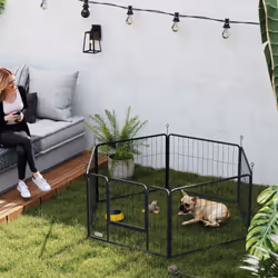 PawHut Dog Playpen, 6 Panels Puppy Pen Dog Playpen, 60cm High, Black