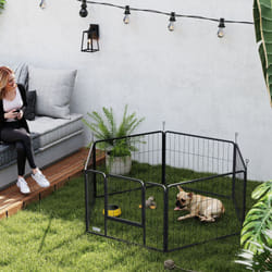 PawHut Dog Playpen, 6 Panels Puppy Pen Dog Playpen, 60cm High, Black