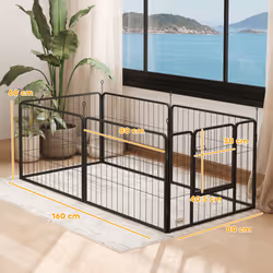 PawHut Dog Playpen, 6 Panels Puppy Pen Dog Playpen, 60cm High, Black