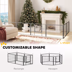 PawHut Dog Playpen, 6 Panels Puppy Pen Dog Playpen, 60cm High, Black