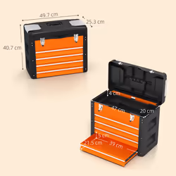 HOMCOM 4 Drawers Large Tool Box, Steel Toolbox with Handle, Orange - Additional view 8