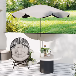 Outsunny Standing Rattan Garden Egg Chair with Headrest, Charcoal Grey - Additional view 6