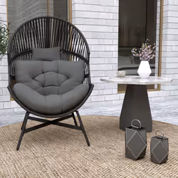 Outsunny Standing Rattan Garden Egg Chair with Headrest, Charcoal Grey - Additional view 8