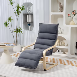 HOMCOM Birch Wood Lounge Chair for Living Room, Bedroom - Grey