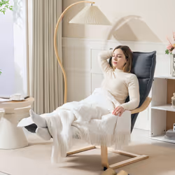 HOMCOM Birch Wood Lounge Chair for Living Room, Bedroom - Grey