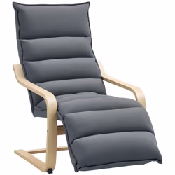 HOMCOM Birch Wood Lounge Chair for Living Room, Bedroom - Grey - Additional view 8