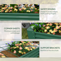 Outsunny Galvanised Raised Garden Bed, 180x90x30cm Raised Planter, Green - Additional view 5