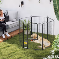 PawHut 6 Panels Dog Playpen with Secure Door for Indoor Outdoor, 100cm High