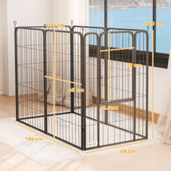 PawHut 6 Panels Dog Playpen with Secure Door for Indoor Outdoor, 100cm High