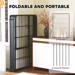 PawHut 6 Panels Dog Playpen with Secure Door for Indoor Outdoor, 100cm High - Additional view 5
