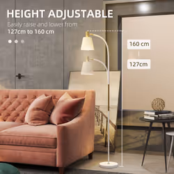 HOMCOM Spotlight Reading Standing Lamp with Adjustable Height, White