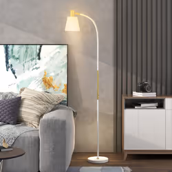 HOMCOM Spotlight Reading Standing Lamp with Adjustable Height, White - Additional view 5