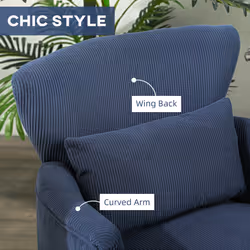 HOMCOM Armchair with Padded Seat and Backrest for Living Room, Blue - Additional view 4
