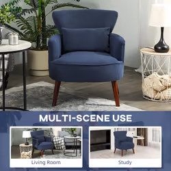HOMCOM Armchair with Padded Seat and Backrest for Living Room, Blue - Additional view 6
