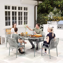 Outsunny 5 Piece PE Rattan Garden Dining Set with Cushions, Light Grey