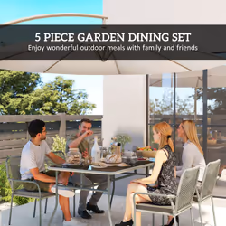 Outsunny 5 Piece PE Rattan Garden Dining Set with Cushions, Light Grey