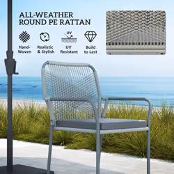 Outsunny 5 Piece PE Rattan Garden Dining Set with Cushions, Light Grey - Additional view 4