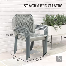 Outsunny 5 Piece PE Rattan Garden Dining Set with Cushions, Light Grey - Additional view 7