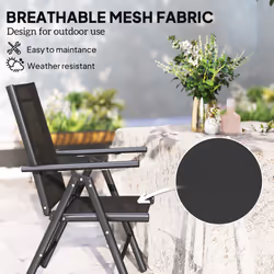 Outsunny 2PCS Folding Chair w/ Breathable Mesh Back and Seat, Black
