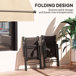 Outsunny 2PCS Folding Chair w/ Breathable Mesh Back and Seat, Black - Additional view 4