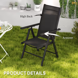 Outsunny 2PCS Folding Chair w/ Breathable Mesh Back and Seat, Black - Additional view 5