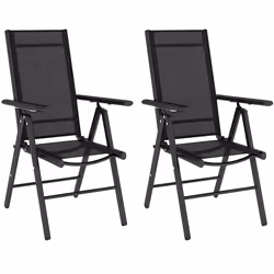 Outsunny 2PCS Folding Chair w/ Breathable Mesh Back and Seat, Black - Additional view 8