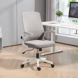 HOMCOM Mesh Desk Chair with Tilt Function, Lumbar Support, Grey