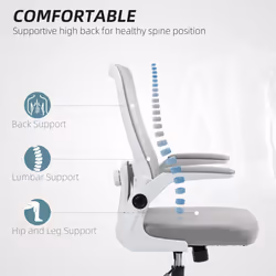 HOMCOM Mesh Desk Chair with Tilt Function, Lumbar Support, Grey