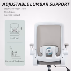 HOMCOM Mesh Desk Chair with Tilt Function, Lumbar Support, Grey