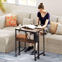 HOMCOM 63 cm Foldable Computer Desk on Wheels for Small Spaces - Brown