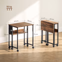 HOMCOM 63 cm Foldable Computer Desk on Wheels for Small Spaces - Brown