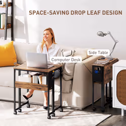 HOMCOM 63 cm Foldable Computer Desk on Wheels for Small Spaces - Brown