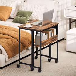 HOMCOM 63 cm Foldable Computer Desk on Wheels for Small Spaces - Brown - Additional view 6