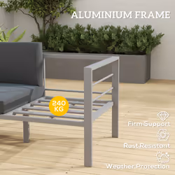 Outsunny All-Weather Garden Loveseat with Removable Cushions, Charcoal Grey